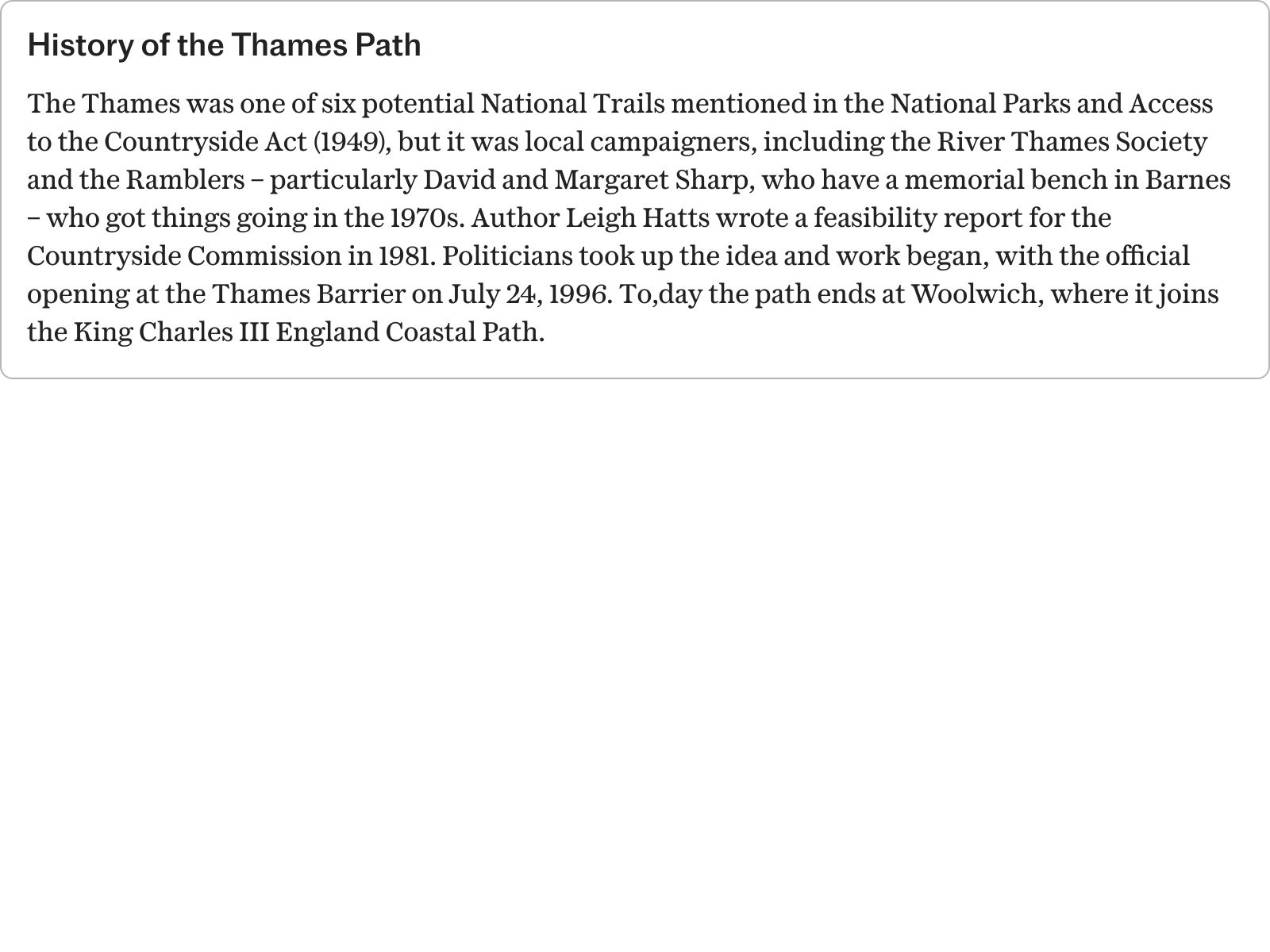 History of the Thames Path