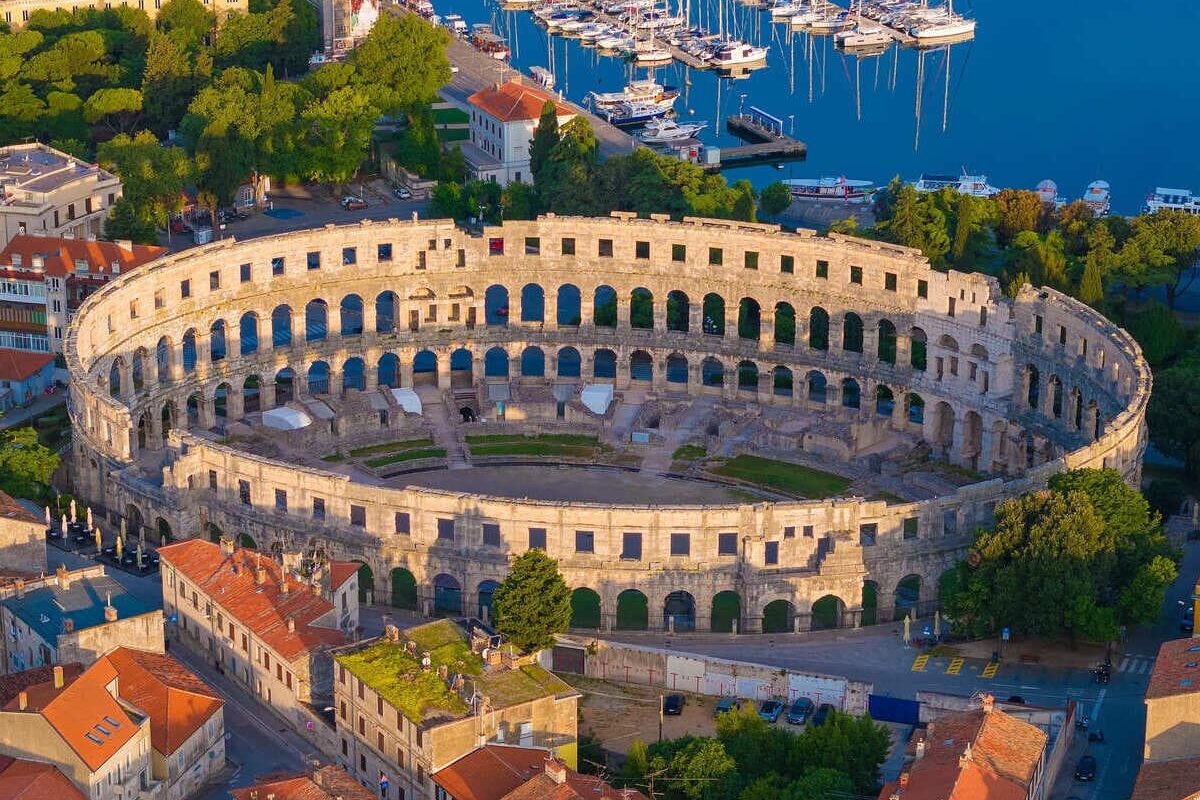 Aerial Panoramic Of Pula, Croatia