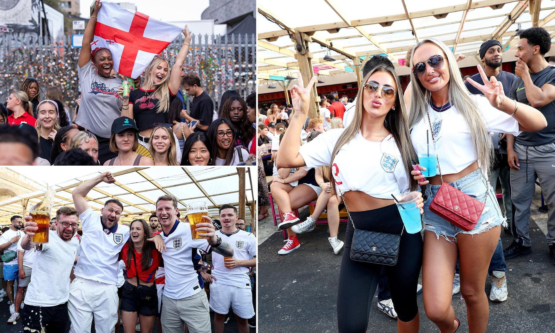 Thousands of England fans fill pubs after bunking out of work early to nab a spot for the semi-final