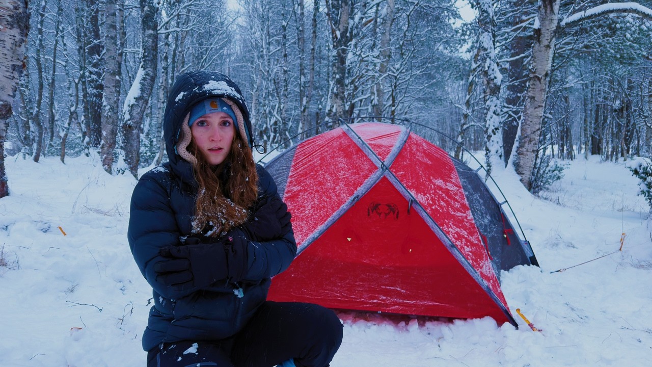 Solo Winter Camping In Heavy Snow Fire In Extreme Cold
