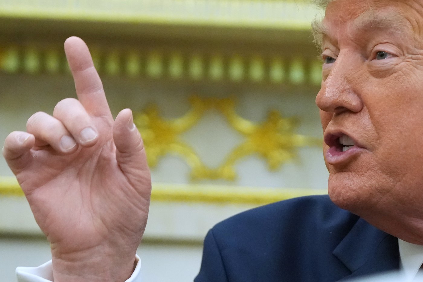 President Donald Trump speaks as he meets with Iraq's Prime Minister Ali al-Zaidi in the Oval Office of the White House, Tuesday, July 14, 2026, in Washington. (AP Photo/Julia Demaree Nikhinson)