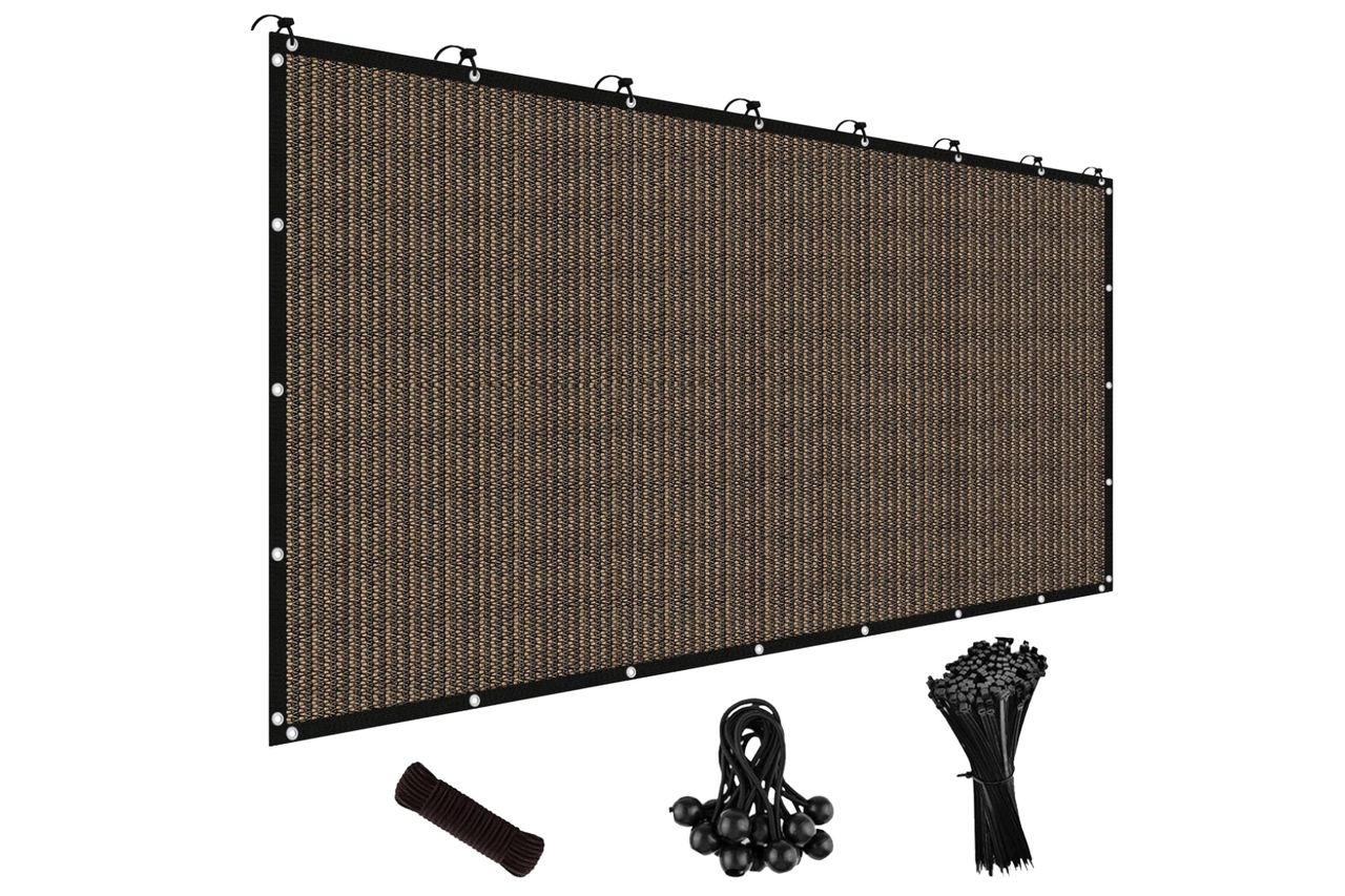 Shade&Beyond 90% Sun Shade Cloth with Grommets, 8' X 12' Pergola Shade Cover Canopy, Mesh Tarp Sun Screens for Patio, Outdoor, Garden, Backyard, Mocha