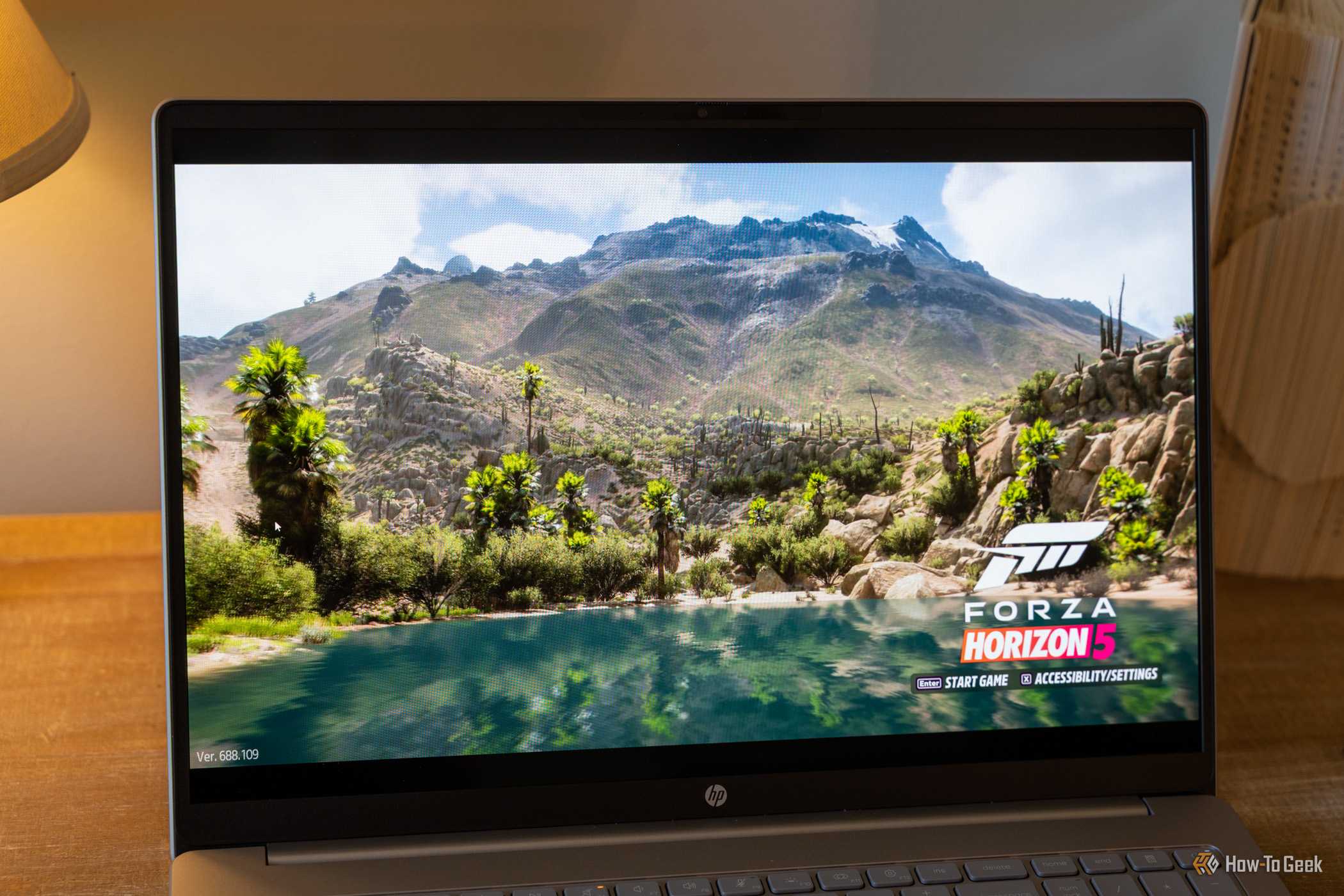 HP OmniBook 3 running Forza Horizon 5 on Snapdragon X.