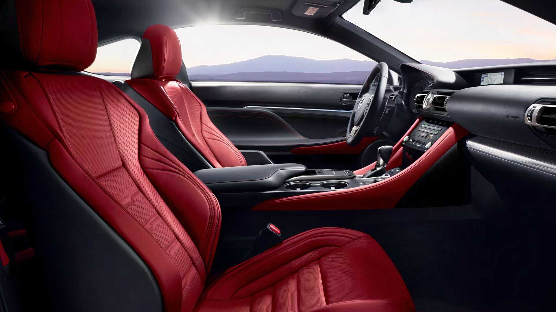 2025 Lexus RC interior shot showing Red Front Seats