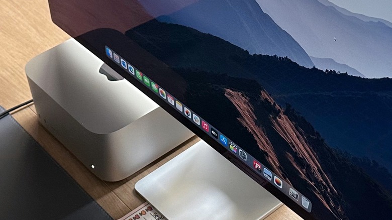 Close-up shot of a Mac Studio and Studio Display