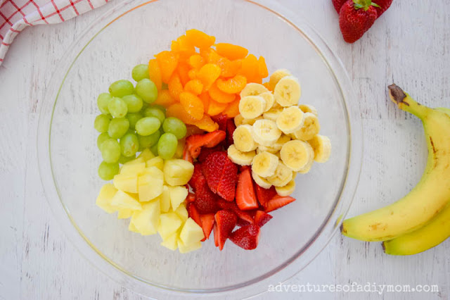 chopped fruit in a large bowl