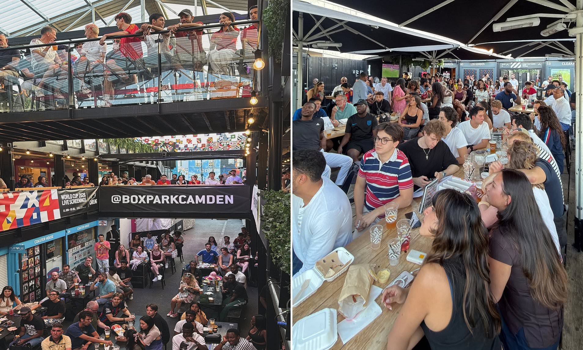 England supporters start packing out fan zones and Royal Marines join in World Cup fever