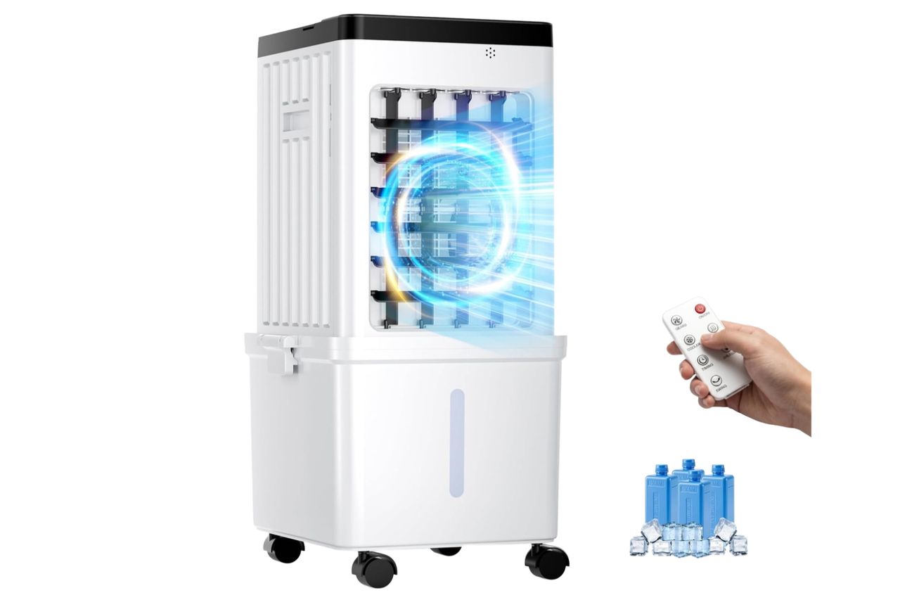 Portable Air Conditioners, Swamp Cooler with 4 Wind Modes, 3 Speeds, 3.5-Gallon Water Tank for Evaporative Air Cooler Long Cooling, 45 dB Windowless Air Conditioner 120° Oscillation 4 Ice Packs