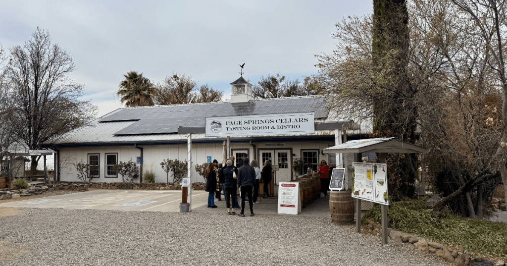 a line forms outside page springs cellars tasting room and bistro in cornville arizona
