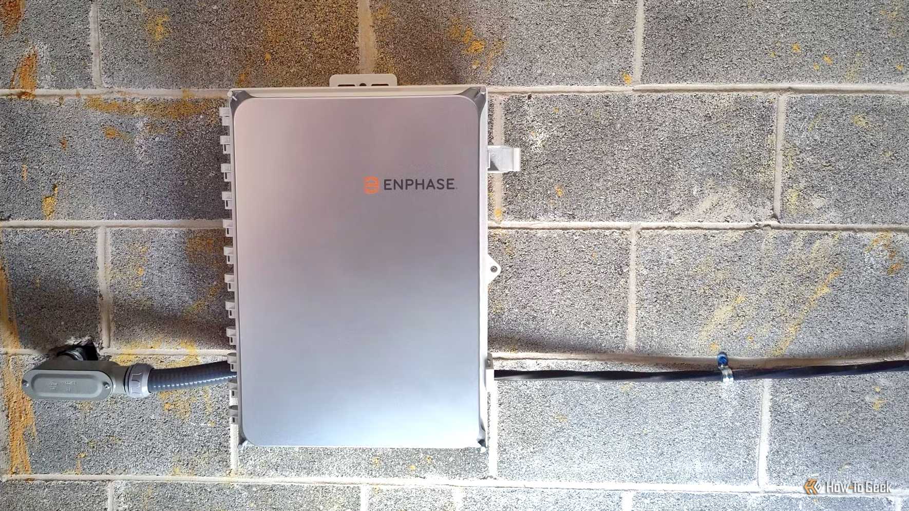 Enphase system controller with conduit running to solar panels..