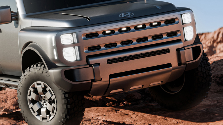 Close-up of Hyundai Boulder concept front fascia