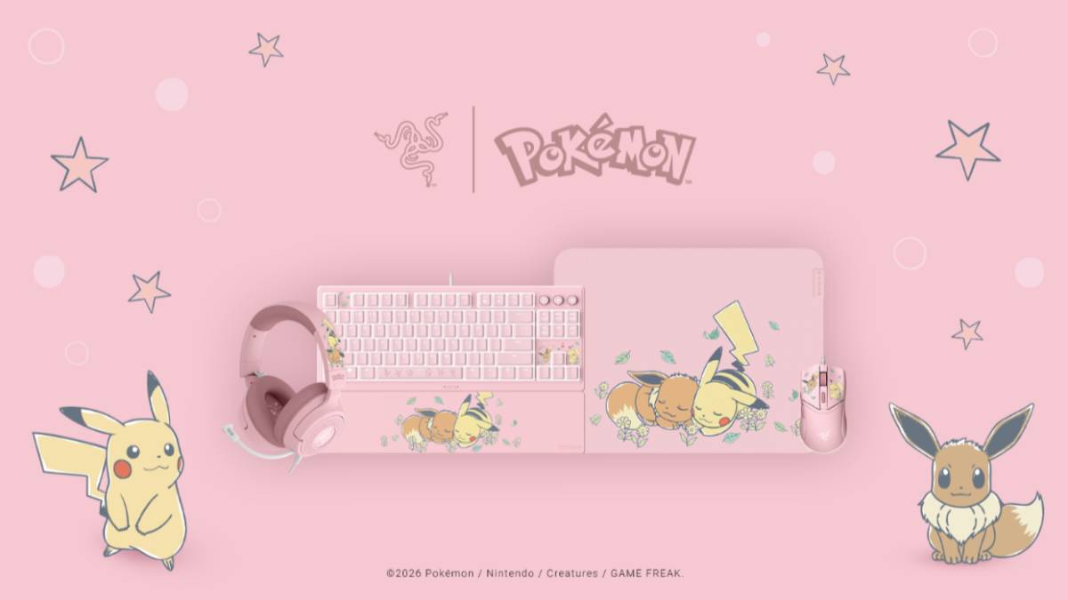 Eevee and Pikachu cuddle up for new Razer headset, keyboard, and mouse