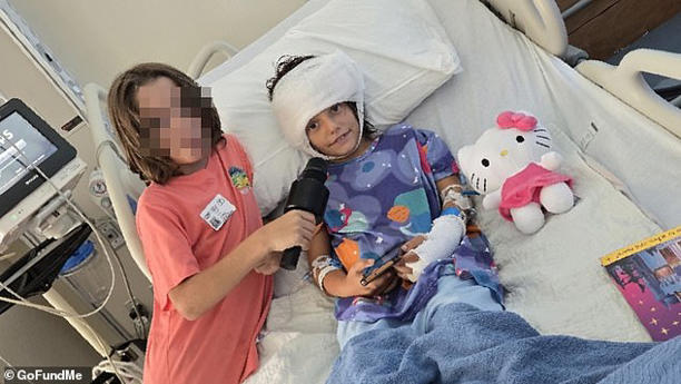 PH๏τos uploaded of Patricia on Tuesday showed her slightly smiling with her head and hand bandaged up while she laid in a hospital bed next to a Hello Kitty plushy
