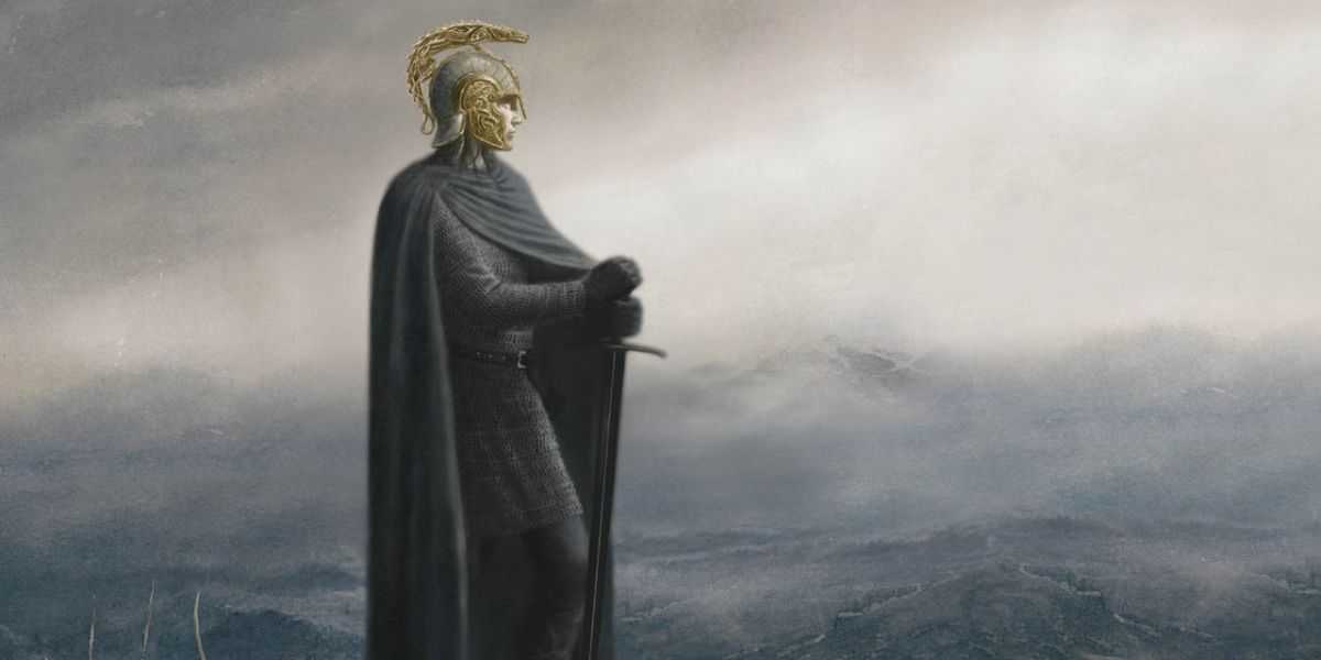 Art of Turin Turambar looking out over a field in Lord of the Rings. (1)