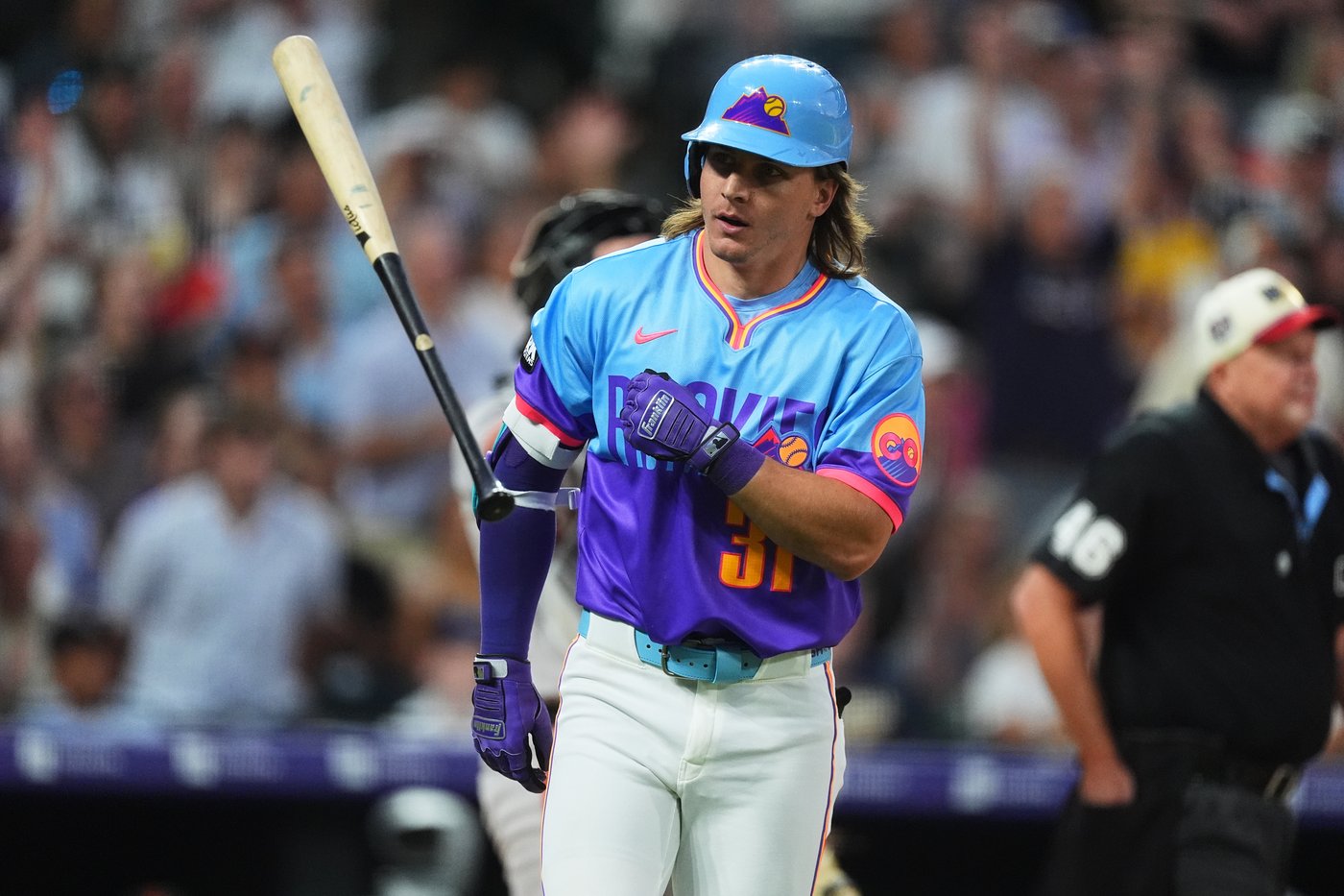 Jake McCarthy hits 2 HRs, drives in 6 runs in the Rockies' 15-3 romp ...