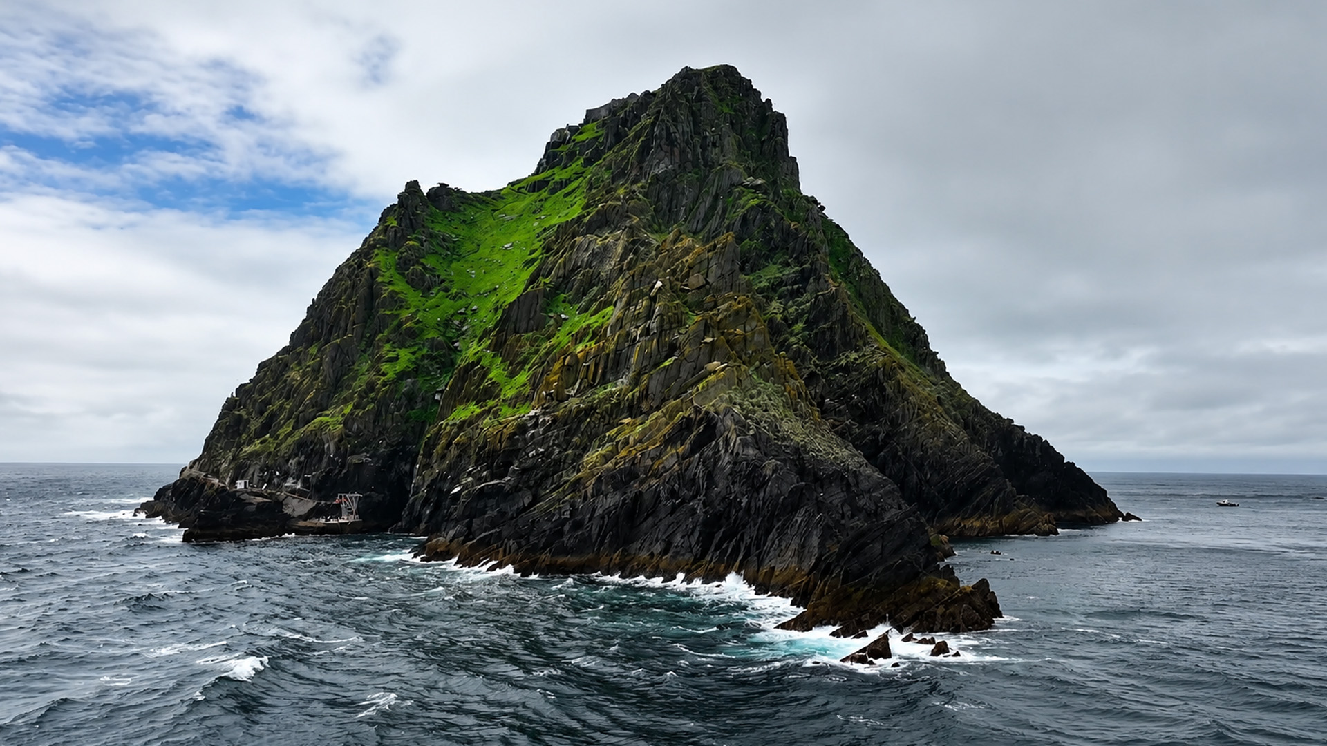 A giant rock rising from the deep sea