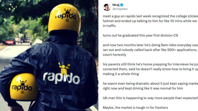 'Market is tough right now': Graduate turns Rapido rider after 500 job ...