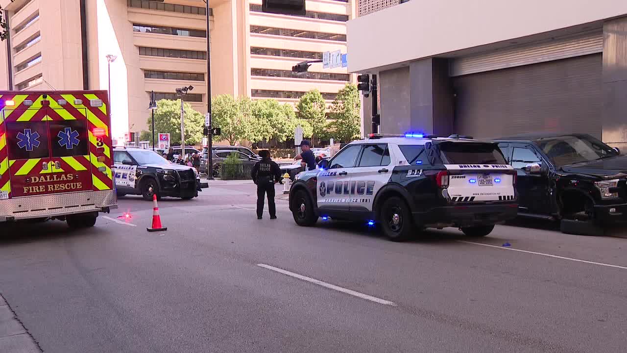 Police officer injured in downtown Dallas crash during shooting ...