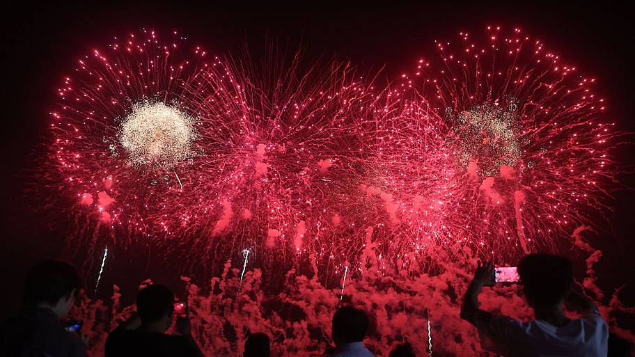 People Enjoy Dazzling Fireworks Displays In Pingxiang