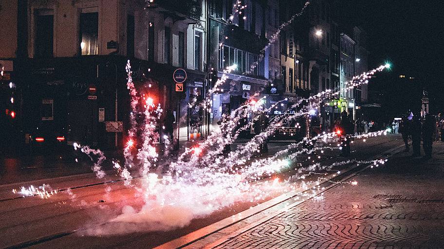 Fireworks on the streets in France
