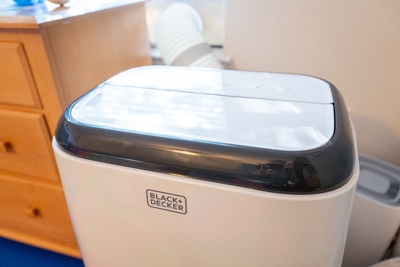 A portable Black Decker air conditioning unit
