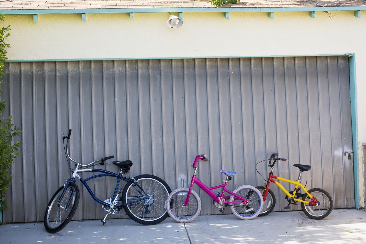 Bikes outside of residential garage