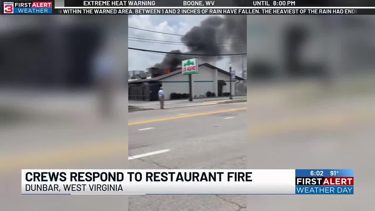 Crews respond to a fire at a restaurant in Dunbar