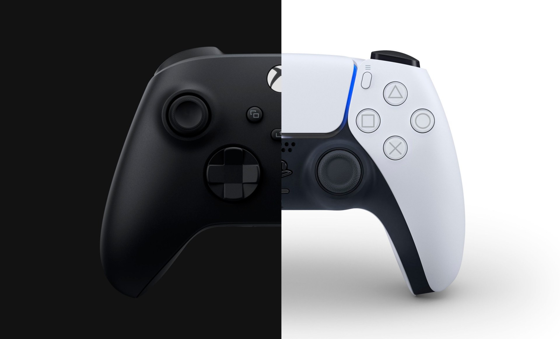 PS5 DualSense controller and Xbox controller