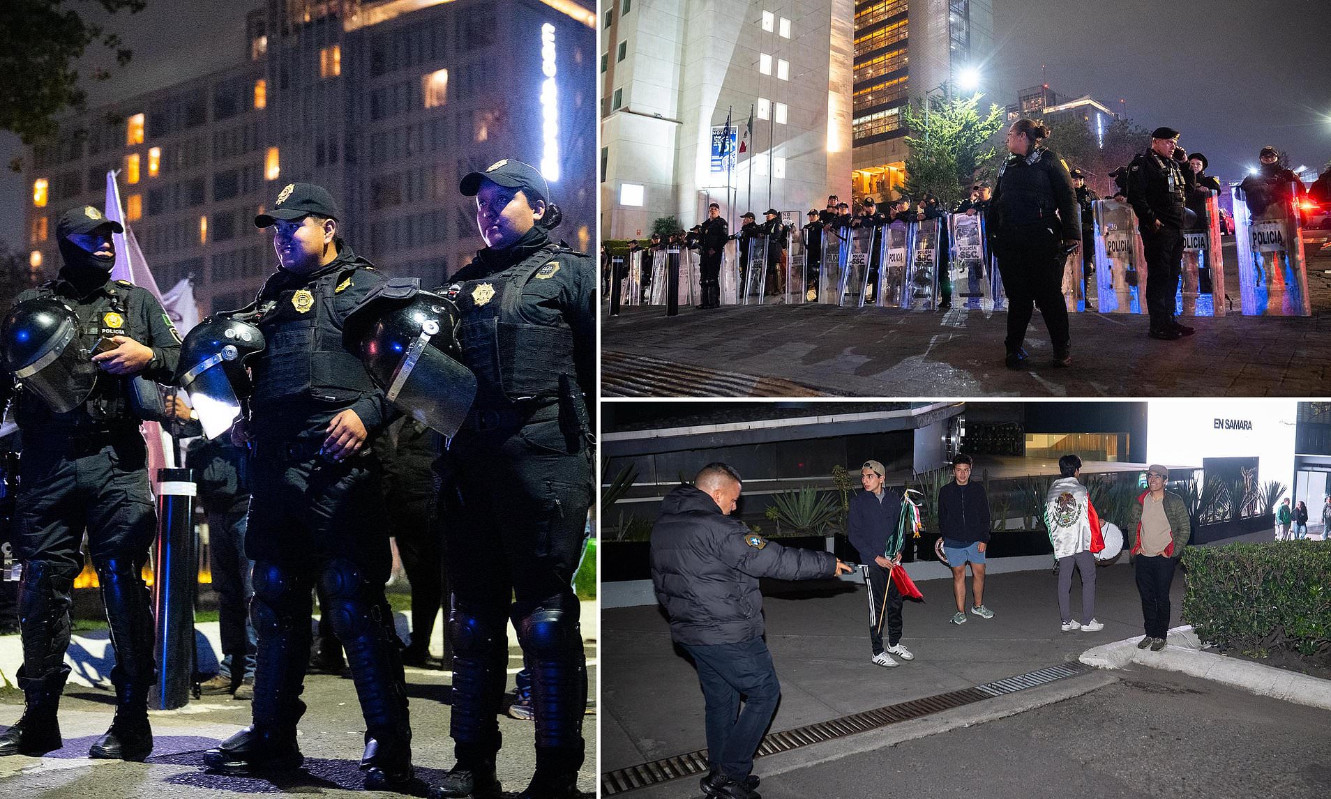 Mexican fans with fireworks and honking car horns try to keep England awake in late-night siege