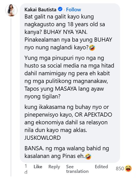 Kakai Bautista claps back at 'enabler' remarks after defending Apple ...