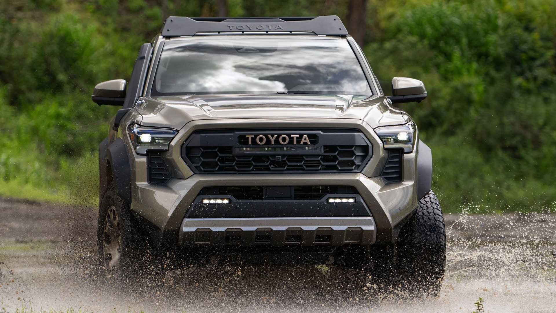 Head-on action shot of a 2024 Toyota Tacoma