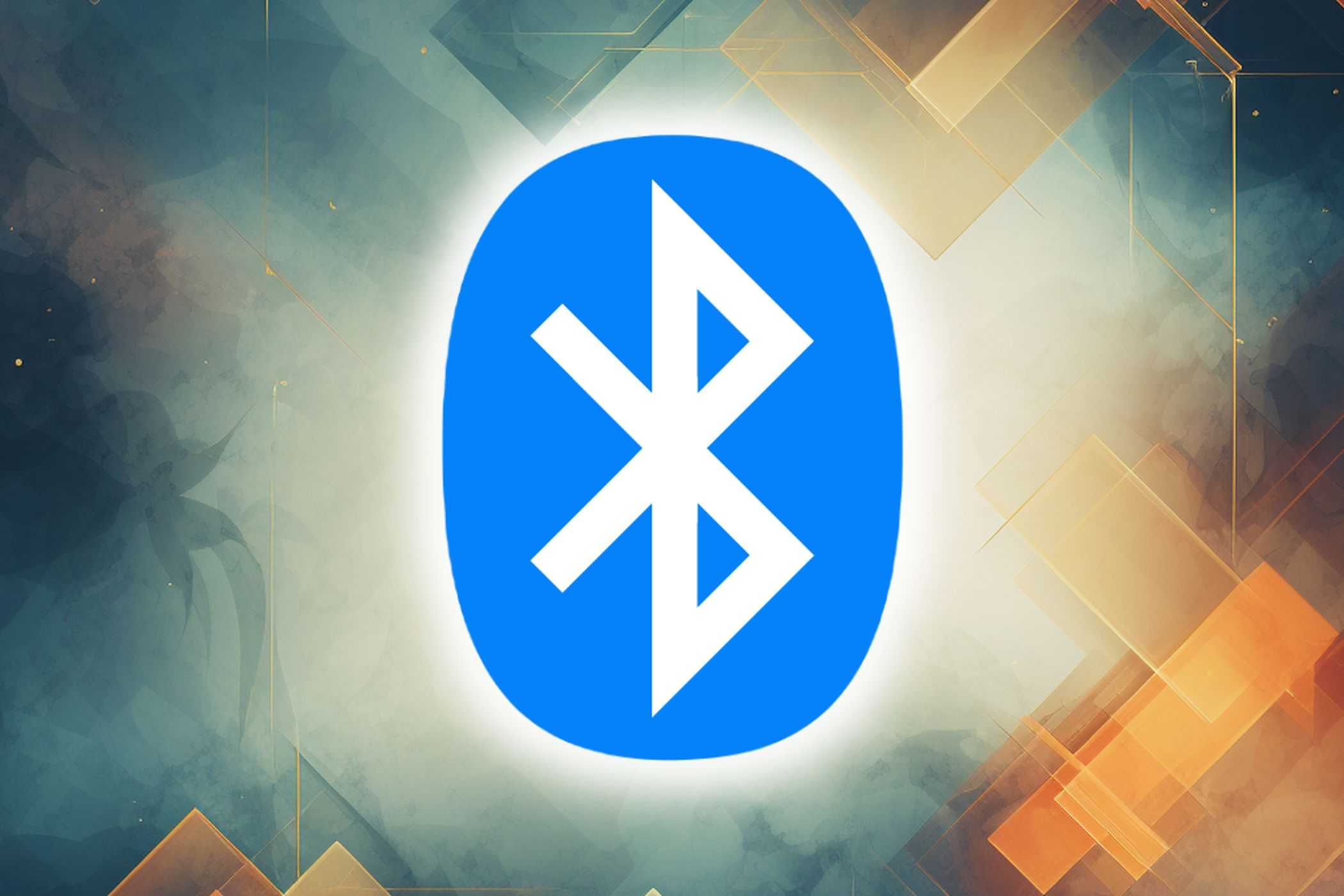 The Bluetooth logo on a foggy background with boxes.