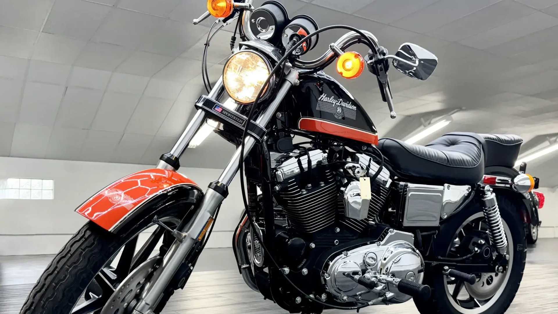 1987 Harley-Davidson Sportster 30th Anniversary dramatic low-angle shot