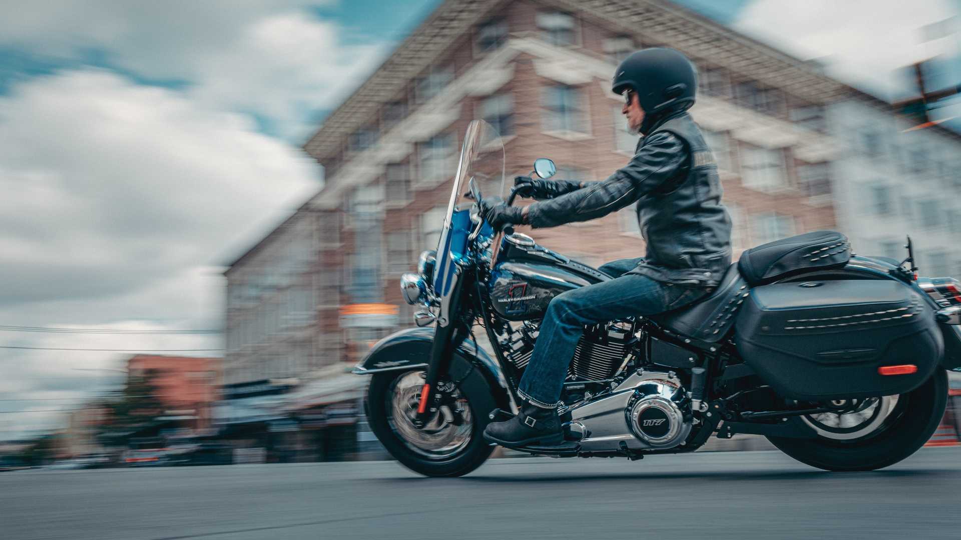 A 2026 Harley-Davidson Heritage Classic Liberty Edition cruising around