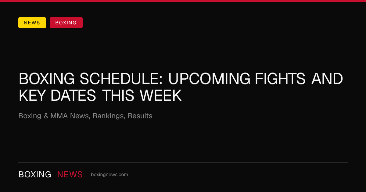 Boxing schedule: Upcoming fights and key dates this week
