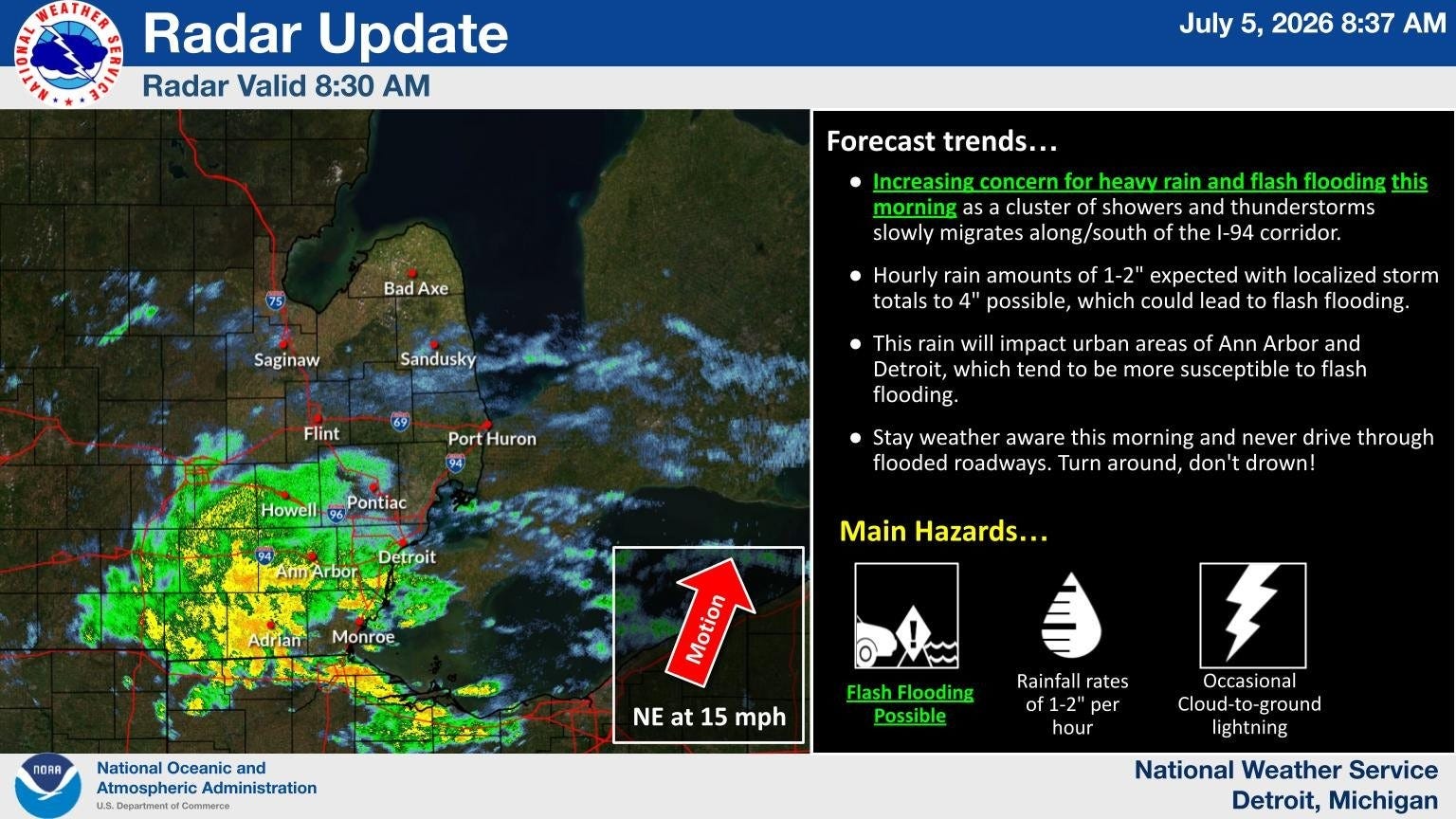 Flood advisory issued as new storms hit Metro Detroit