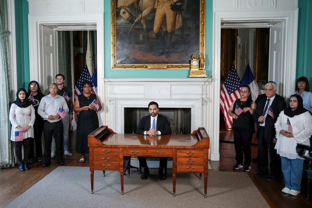 New York Mayor Zohran Mamdani delivers a speech to mark the 250th anniversary of the United States at City Hall on Friday, July 3, 2026 in New York. (Anna Connors/The New York Times via AP, Pool)