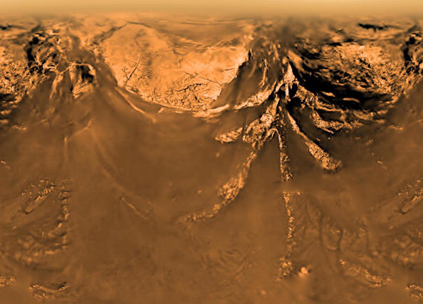 Superficie de Titán, la luna de Saturno.
