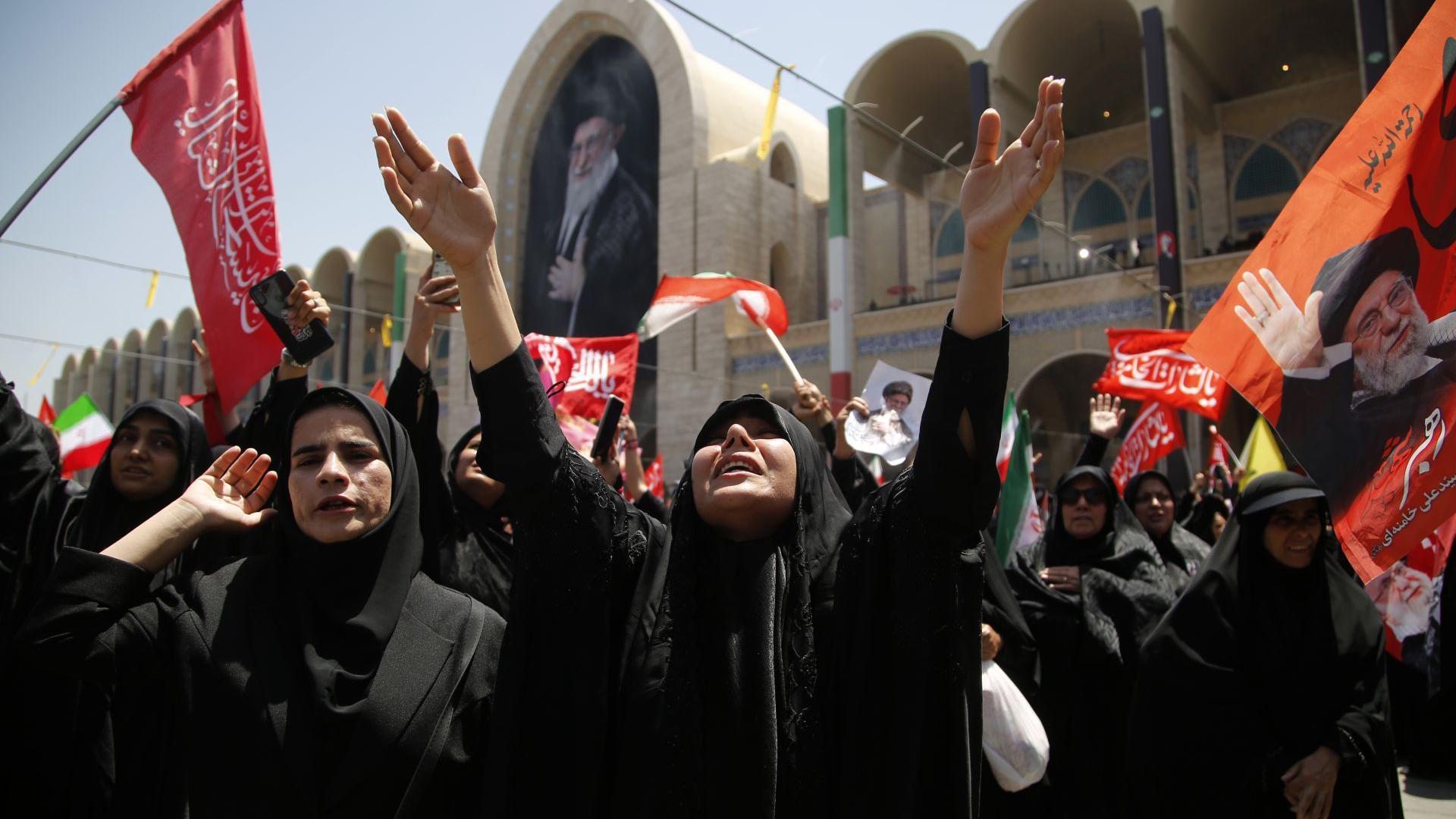 Iran's supreme leader absent as senior officials attend ayatollah's funeral