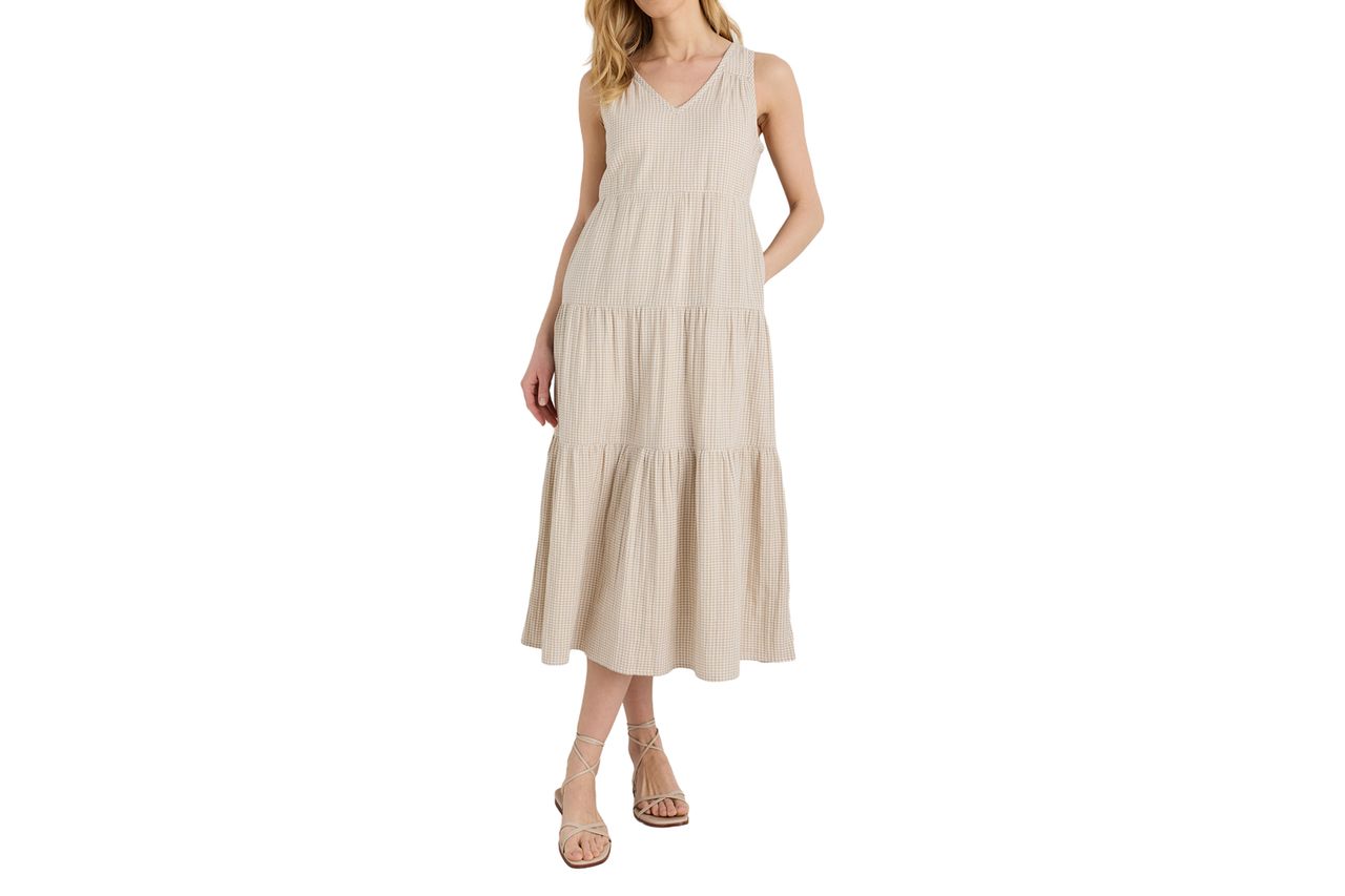 Quince 100% Organic Cotton Gauze Tiered Maxi Dress