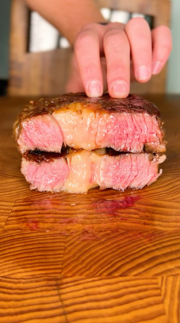 Feast your eyes on this perfectly cooked rib eye steak