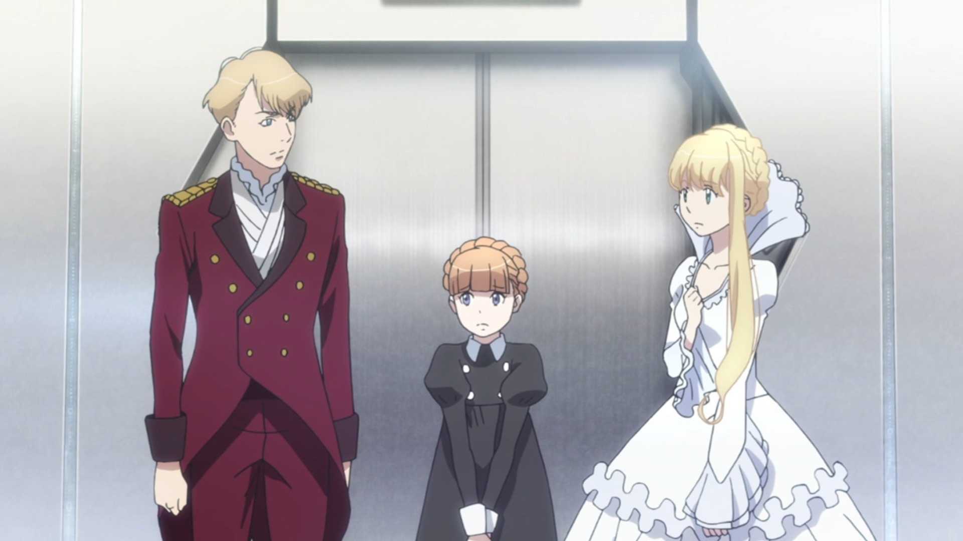Two blonde nobles and a short redhead in Aldnoah.Zero season 2.