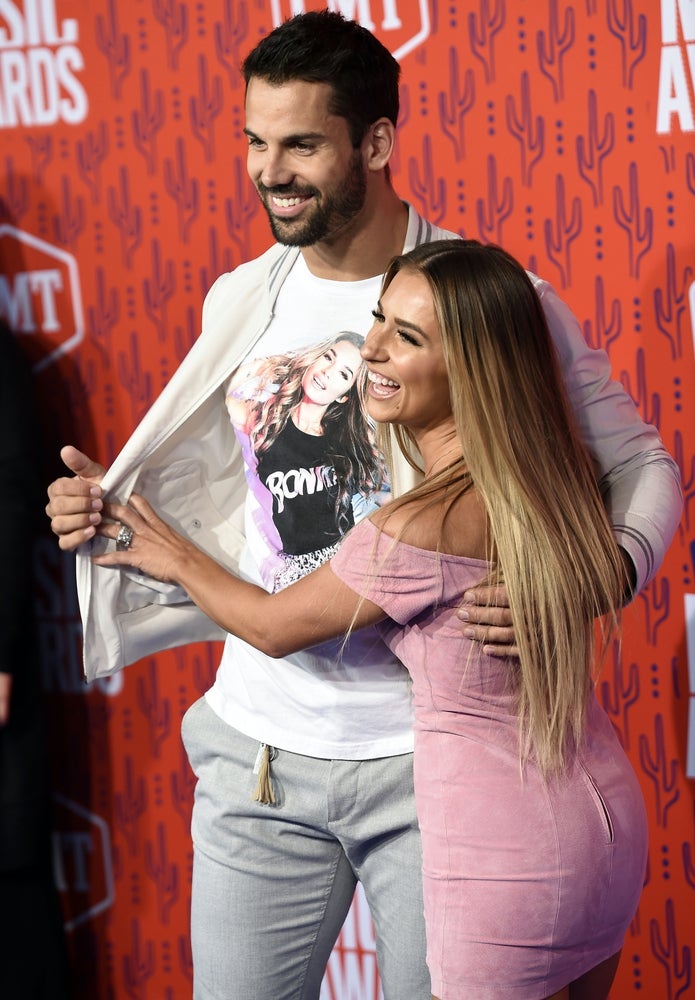 June 5, 2019; Nashville, TN, USA; Eric Decker and Jessie James Decker on the red carpet before the 2019 CMT Awards at Bridgestone Arena Wednesday, June 5, 2019, in Nashville, Tenn. Mandatory Credit: George Walker IV/Tennessean.com via USA TODAY NETWORK
