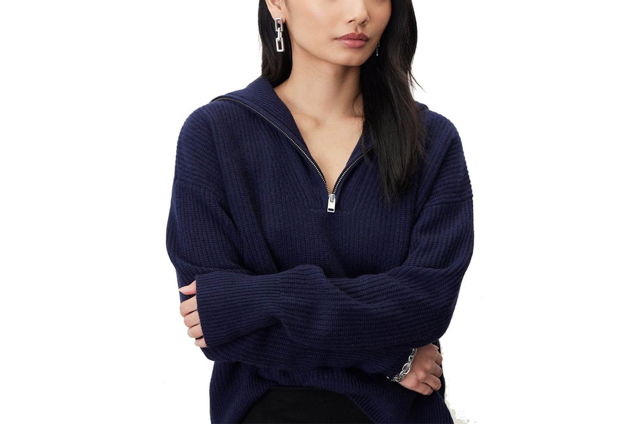 Sophia Cashmere Quarter Zip Pullover Italic