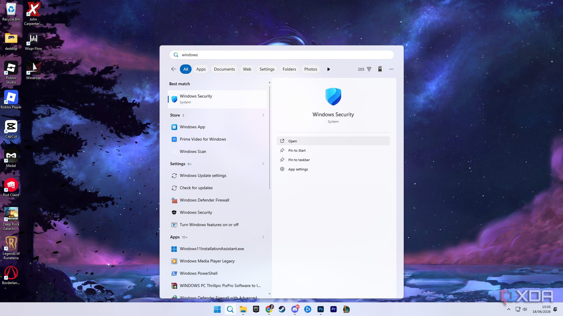Windows core isolation settings change windows security search