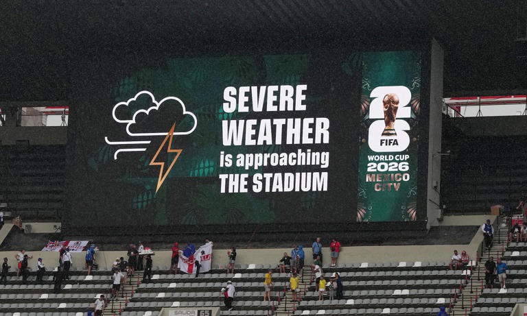 Kick-off in England's clash with Mexico is delayed by thunderstorms