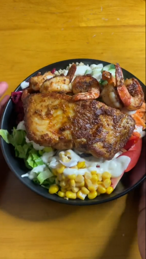 Quick Caribbean style seafood salad with fresh flavors