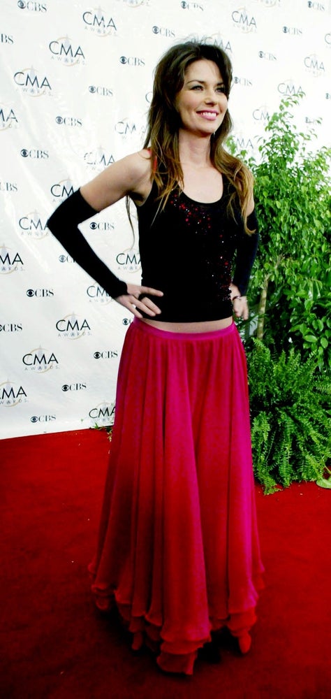 Shania Twain is walking on the red carpet for the 38th annual CMA Awards show at the Grand Ole Opry House on Nov. 9, 2004.