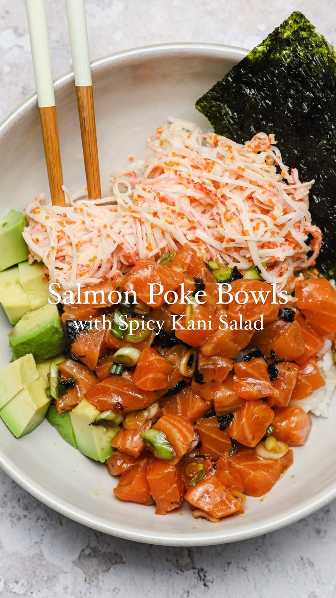 Easy homemade poke bowls with fresh salmon and tobiko