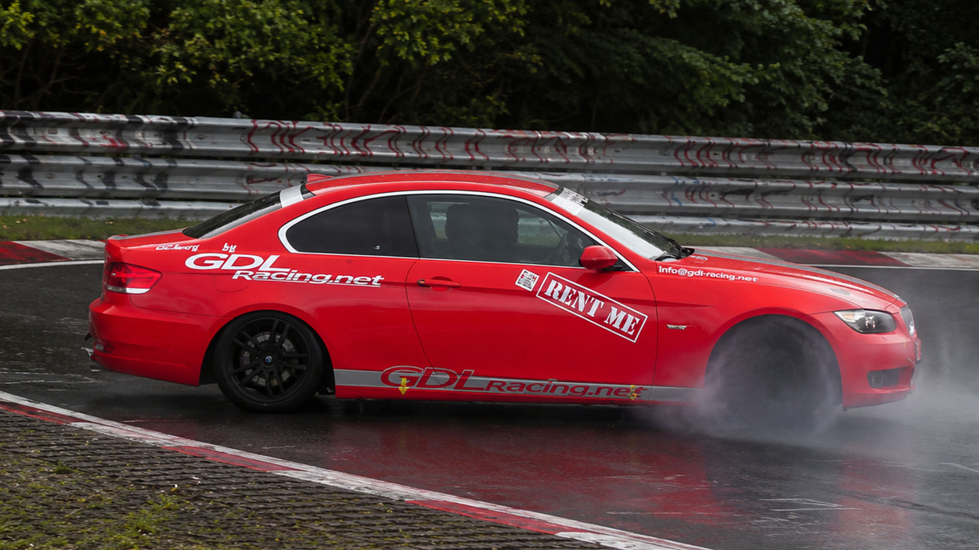 Too much throttle in the rain ends with a big slide